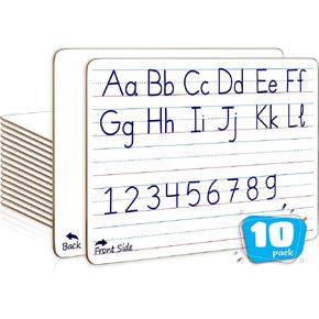 Scribbledo 10 Pack Double Sided Whiteboard Lined Dry Erase Boards for Kids Ruled Writing Board Handwriting Practice Small White Boards Dry Erase Board 9x12 Dry Erase Board with Lines Teacher Supplies
