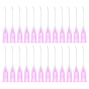 PATIKIL 30Ga x 1 Inch Dispensing Needle Tips, 36Pcs Stainless Steel 45 Degrees Pre Bent Glue Needle Tube Blunt Tips with Luer Lock for Glue Oil Applicator, Purple