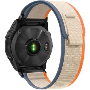 Nylon Watch Band 26mm for Garmin Fenix 7X / Fenix 6X / Fenix 5X / Enduro 2, Hook and Loop Fasteners Watch Strap with Stainless Steel Clasp for Tactix 7 Pro, Instinct, Descent