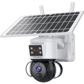 INQMEGA Solar Security Cameras Tuya Smart,3MP FHD WiFi 360° View 15000mAh Solar Powered Cameras for Home,PIR Motion Sensor Flood Light with Siren,Two-Way Audio,Color Night Vision,TUYA Smart Life