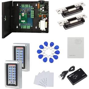 Waterproof Metal Keypad Reader Standard North American Strike Lock TCPIP 4 Doors Access Control Systems 110-240V Power Box +RFID Key Fob/Card in Kuwait