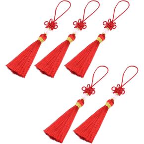 Dnyta Craft Tassels with Hanging Loops, 5 Pcs Gold Decorative Chinese Knot Mini Tassels for DIY Jewelry Making, Handicrafts