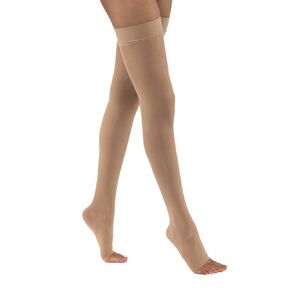 JOBST UltraSheer Thigh High with Silicone Dot Top Band, 15-20 mmHg Compression Stockings, Open Toe, Large, Natural