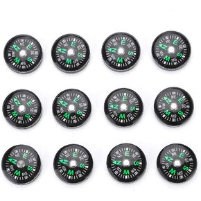 Mini Pocket Compass 20mm 12pcs Mini Pocket Compass Survival Button Compass for Hiking Camping Outdoor Activities Accessory in Saudi Arabia
