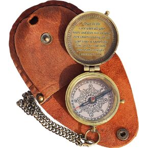 Trust in The Lord with All Your Heart -Proverbs 3: 5-6 Quote Engraved Compass with Leather Case, Gift Compass, Camping Compass, Graduation Day Gifts-Graduation Gifts Compass for Women Men Boy Girls.