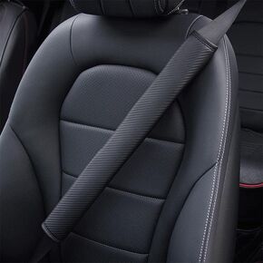 2 Pack - 30cm Waterproof Car Seat Belt Pad Carbon Fiber Leather Guards Against Sweat and Odor, Auto Seatbelt Shoulder Strap Covers for Adults, Black