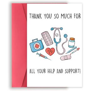 Thank You Card, Blank Inside, 8 x 5.3 Inches, 300gsm Linen Cardstock, Includes Envelope