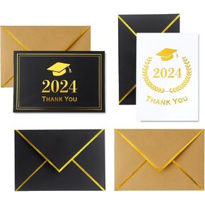 Winoo Design 2024 Heavy Duty Graduation Thank You Cards - 24PK - Graduation Cards 4x6 Inches Graduation Thank You Cards with Envelopes for High School College