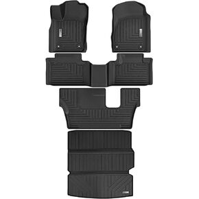 Floor Mats & Cargo Liner for 2011-2023 2024 Dodge Durango 2nd Row Bucket Seats (6-Passenger),1st & 2nd & 3rd Row with Trunk Mat Full Set,TPE All Weather Rubber Mat