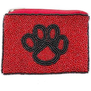 Pow Coin Purse Pouch Bead Pow Coin Purse Coin Purse, Beaded Coin Purse (Red/Black)