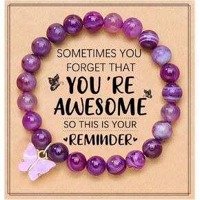 سوار الفراشة من الحجر الطبيعي من UNGENT THEM، هدايا ملهمة لعيد الميلاد للنساء أحيانًا تنسى أنك رائع in Kuwait