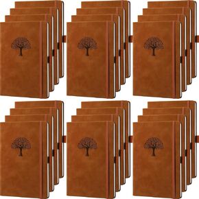 24 Pack Leather Notebook Journals Bulk 5.7" x 8.3" Harder Cover A5 Journals for Writing Men Women Leather Travel Notebooks Daily Gifts for Office School (Multicolored)