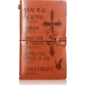 Leather Journal Notebook Christian Refillable Journal for Men Joshua 1v9 Embossed Bible Verse Inspirational Bible Journal Christmas Christian Encouragement Present for Women (Be Strong and Courageous)