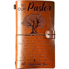 Pastor Appreciation Gifts, Refillable Pastor Leather Journal, Thank You Gifts for Pastor, Unique Pastor Gifts for Men Women, Birthday Christmas Presents for Pastor