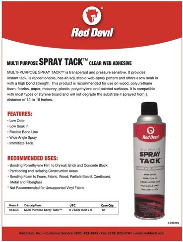 Red Devil 0843DI Multi Purpose Spray Adhesive 12 oz. in Saudi Arabia