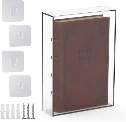 Acrylic Clear Display Case for Bible - Wall Mount Display Case for Book Jewelry Collector - Family Old Bible Heirloom Shadow Protect Box in Kuwait