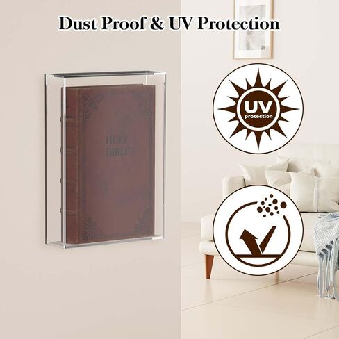 Acrylic Clear Display Case for Bible - Wall Mount Display Case for Book Jewelry Collector - Family Old Bible Heirloom Shadow Protect Box in Kuwait