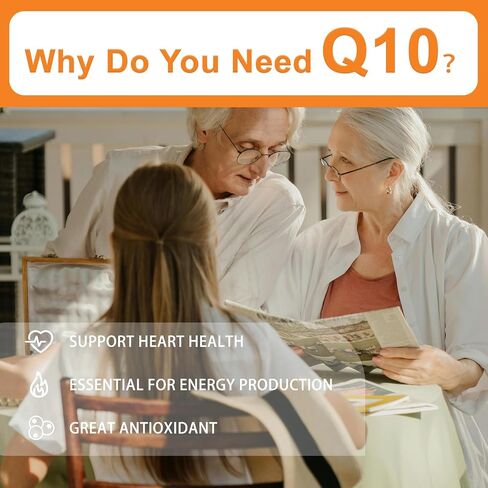 كبسولات هلامية CoQ10 200 ملغ للنساء والرجال، مكمل غذائي لإنتاج الطاقة، مكمل الإنزيم المساعد Q10 المضاد للأكسدة الإضافي، كمية تكفي 50 يومًا، 100 قطعة in Saudi Arabia
