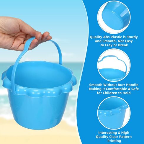 30 Pcs 6.3" 1.5L Plastic Small Bucket Sand Pails Beach Toys Sand Bucket with Handles Bright Colored Beach Pails for Sand Molds at The Sandbox Easter Outdoor Beach Pool Candy, 6 Colors in Saudi Arabia