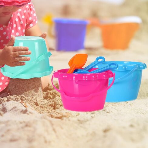 30 Pcs 6.3" 1.5L Plastic Small Bucket Sand Pails Beach Toys Sand Bucket with Handles Bright Colored Beach Pails for Sand Molds at The Sandbox Easter Outdoor Beach Pool Candy, 6 Colors in Saudi Arabia