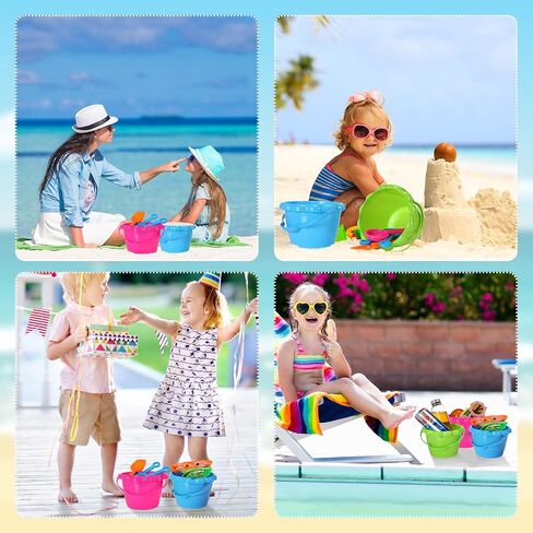 30 Pcs 6.3" 1.5L Plastic Small Bucket Sand Pails Beach Toys Sand Bucket with Handles Bright Colored Beach Pails for Sand Molds at The Sandbox Easter Outdoor Beach Pool Candy, 6 Colors in Saudi Arabia