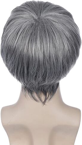 بيرون شعر مستعار رمادي للرجال قصير مستقيم شعر مستعار بارد للرجال والفتيان قصير رمادي شعر مستعار تأثيري رمادي شعر مستعار للاستخدام اليومي (رمادي الحليب) in Kuwait