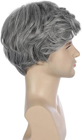 بيرون شعر مستعار رمادي للرجال قصير مستقيم شعر مستعار بارد للرجال والفتيان قصير رمادي شعر مستعار تأثيري رمادي شعر مستعار للاستخدام اليومي (رمادي الحليب) in Kuwait