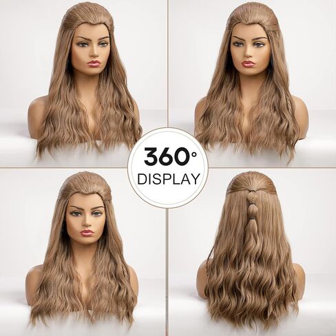 HAIRCUBE 80's طويل مجعد فاتح ذهبي بني باروكة شعر مستعار للحفلات التنكرية زي البالغين الرجال شعر طبيعي in Kuwait