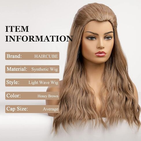 HAIRCUBE 80's طويل مجعد فاتح ذهبي بني باروكة شعر مستعار للحفلات التنكرية زي البالغين الرجال شعر طبيعي in Kuwait