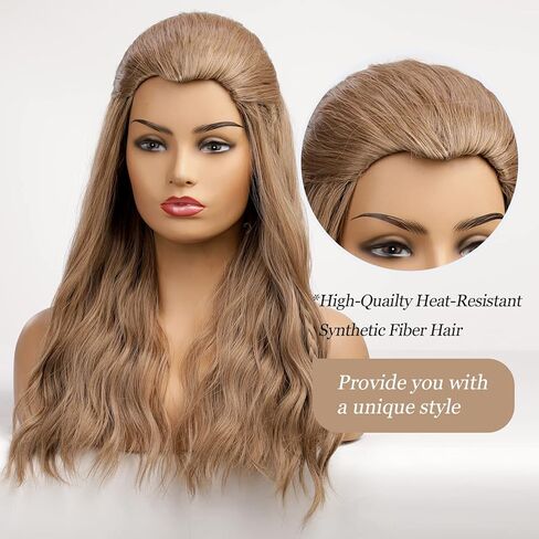 HAIRCUBE 80's طويل مجعد فاتح ذهبي بني باروكة شعر مستعار للحفلات التنكرية زي البالغين الرجال شعر طبيعي in Kuwait