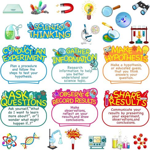 25 Pieces Science Bulletin Board Set, Multi Colors Science Theme Cutouts Science Board Posters Science Lab Card Decorations with Adhesive Dots for School, Classroom, Office, Chemistry Party Supplies in Saudi Arabia