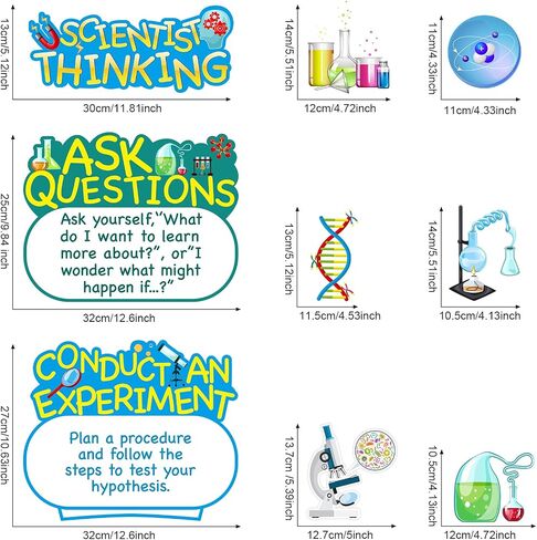 25 Pieces Science Bulletin Board Set, Multi Colors Science Theme Cutouts Science Board Posters Science Lab Card Decorations with Adhesive Dots for School, Classroom, Office, Chemistry Party Supplies in Saudi Arabia