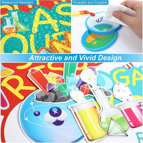 25 Pieces Science Bulletin Board Set, Multi Colors Science Theme Cutouts Science Board Posters Science Lab Card Decorations with Adhesive Dots for School, Classroom, Office, Chemistry Party Supplies in Saudi Arabia