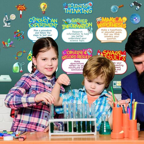 25 Pieces Science Bulletin Board Set, Multi Colors Science Theme Cutouts Science Board Posters Science Lab Card Decorations with Adhesive Dots for School, Classroom, Office, Chemistry Party Supplies in Saudi Arabia