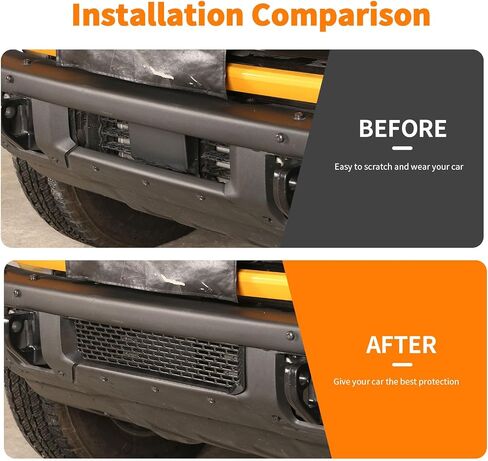 Front Bumper Grill Inserts Grille Insert Mesh Cover Guard Compatible with 2021-2024 Ford Bronco Exterior Accessories(Black) in Saudi Arabia