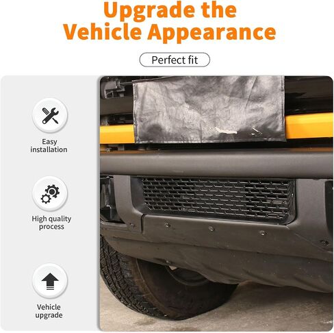 Front Bumper Grill Inserts Grille Insert Mesh Cover Guard Compatible with 2021-2024 Ford Bronco Exterior Accessories(Black) in Saudi Arabia