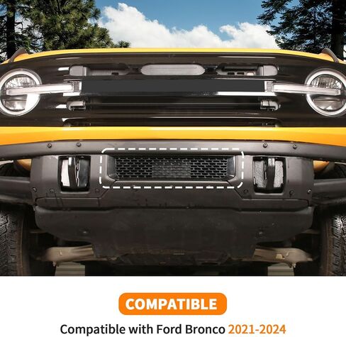 Front Bumper Grill Inserts Grille Insert Mesh Cover Guard Compatible with 2021-2024 Ford Bronco Exterior Accessories(Black) in Saudi Arabia