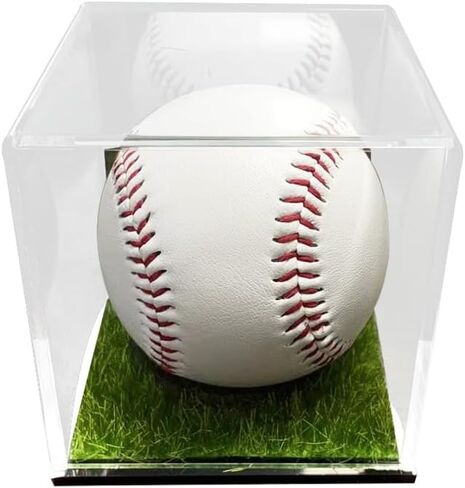 Baseball Display case Anti-uv Acrylic, a New Upgrade Acrylic with a Mirror with Turf Baseball case , Cube Ball Protection Souvenir Signature Display case-for The Official Size of The Ball in Saudi Arabia