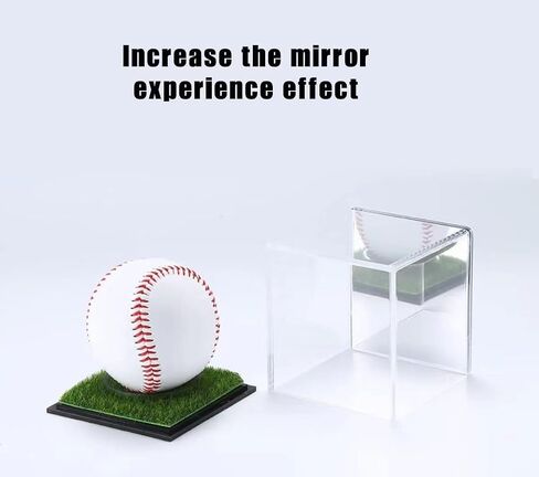 Baseball Display case Anti-uv Acrylic, a New Upgrade Acrylic with a Mirror with Turf Baseball case , Cube Ball Protection Souvenir Signature Display case-for The Official Size of The Ball in Saudi Arabia
