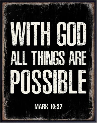 With God All Things Are Possible - Religious Wall Decor - Scripture Wall Art - Bible Verses Wall Decor- Spiritual Inspirational Motivational Religious Gifts for Men - Catholic Christian Gifts for Men in Saudi Arabia