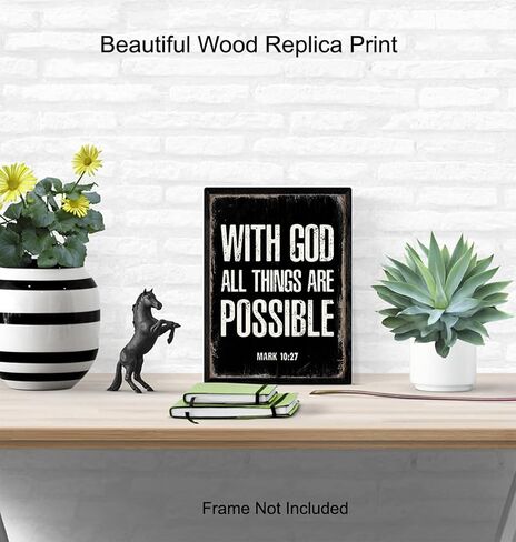 With God All Things Are Possible - Religious Wall Decor - Scripture Wall Art - Bible Verses Wall Decor- Spiritual Inspirational Motivational Religious Gifts for Men - Catholic Christian Gifts for Men in Saudi Arabia
