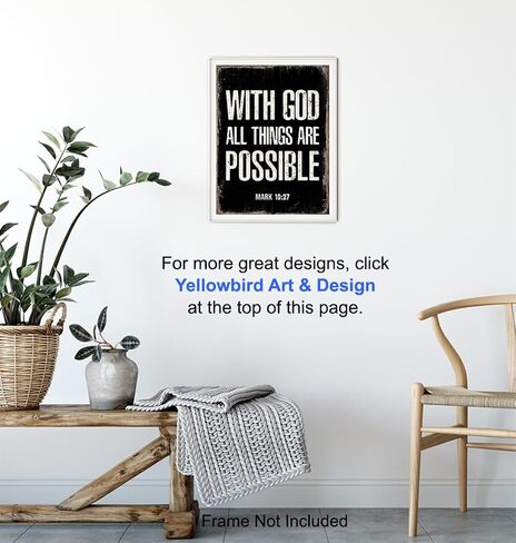 With God All Things Are Possible - Religious Wall Decor - Scripture Wall Art - Bible Verses Wall Decor- Spiritual Inspirational Motivational Religious Gifts for Men - Catholic Christian Gifts for Men in Saudi Arabia
