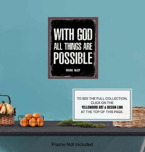 With God All Things Are Possible - Religious Wall Decor - Scripture Wall Art - Bible Verses Wall Decor- Spiritual Inspirational Motivational Religious Gifts for Men - Catholic Christian Gifts for Men in Saudi Arabia
