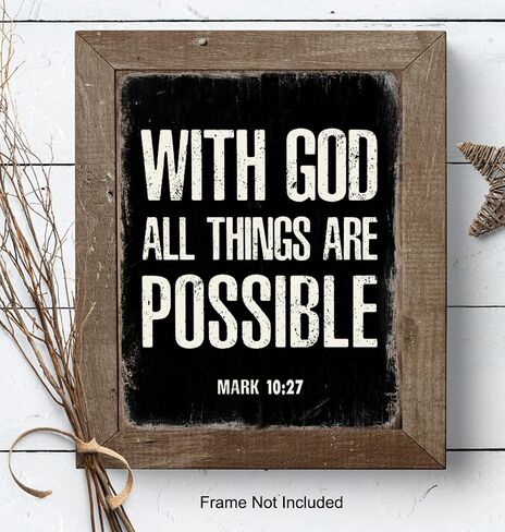 With God All Things Are Possible - Religious Wall Decor - Scripture Wall Art - Bible Verses Wall Decor- Spiritual Inspirational Motivational Religious Gifts for Men - Catholic Christian Gifts for Men in Saudi Arabia