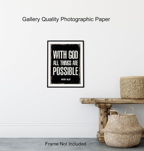 With God All Things Are Possible - Religious Wall Decor - Scripture Wall Art - Bible Verses Wall Decor- Spiritual Inspirational Motivational Religious Gifts for Men - Catholic Christian Gifts for Men in Saudi Arabia