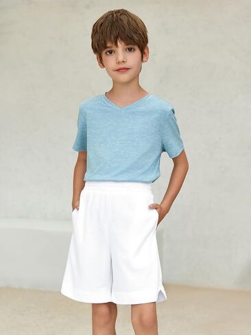 Haloumoning Boys Athletic Shorts High Waist Elastic Active Performance Running Basketball Shorts with Pockets 5-14 Years in Saudi Arabia
