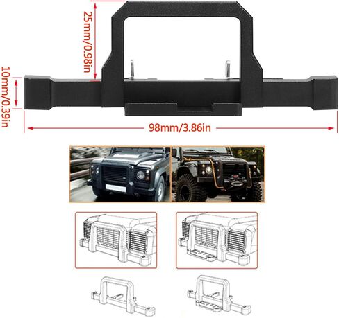 TRX4M Bumper CNC Aluminum Classic Front Rear Bumper with Winch Mount and Grille for 1/18 RC Crawler TRX4M upgrades accessories (Front Bumper and Front Grill) in Saudi Arabia