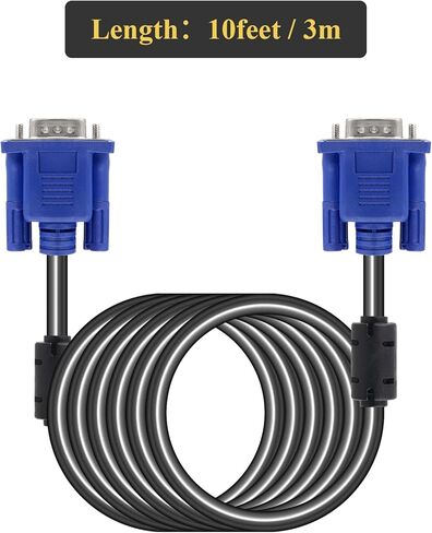 كابل تمديد VGA (كابل VGA ذكر إلى أنثى) - كابل محول فيديو شاشة 10 أقدام/3 متر HD15 يدعم 1080P Full HD لأجهزة الكمبيوتر المحمول والكمبيوتر الشخصي وجهاز العرض والتلفزيون عالي الدقة والشاشة (أزرق) in Kuwait