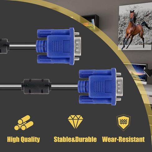 كابل تمديد VGA (كابل VGA ذكر إلى أنثى) - كابل محول فيديو شاشة 10 أقدام/3 متر HD15 يدعم 1080P Full HD لأجهزة الكمبيوتر المحمول والكمبيوتر الشخصي وجهاز العرض والتلفزيون عالي الدقة والشاشة (أزرق) in Kuwait