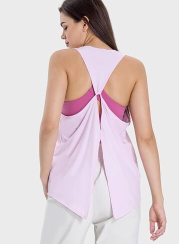 Workout Tops Open Back Shirts Gym Workout Clothes Tie Back Musle Tank for Women in Saudi Arabia